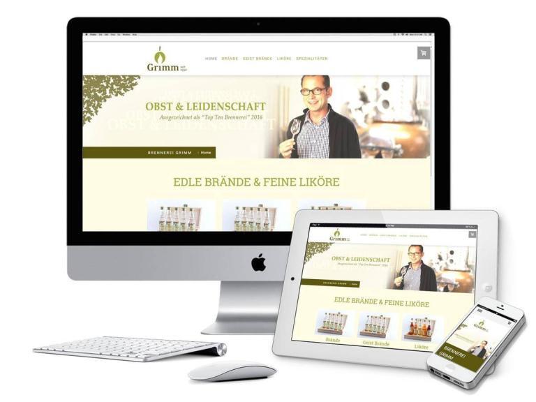 Website Brennerei Grimm auf verschiedenen Geräten
