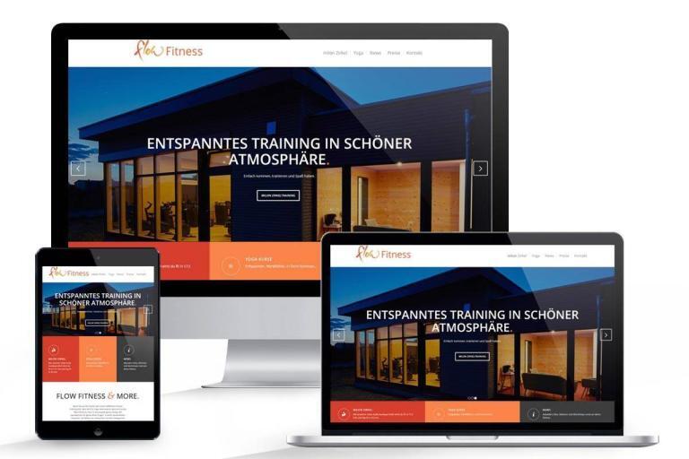 flow Fitness and more website screen mockup