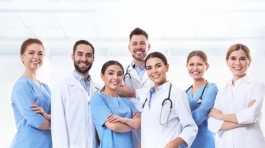 Group of medical doctors at clinic. Unity concept