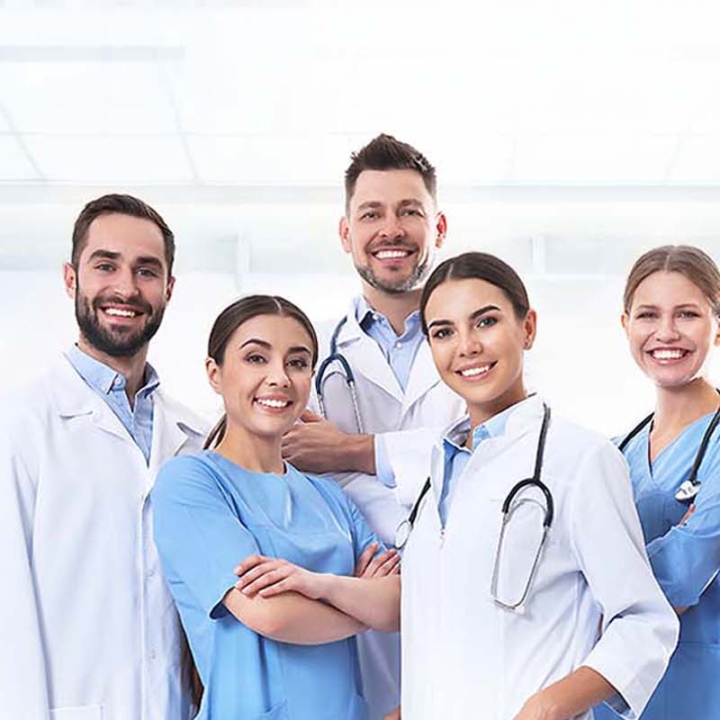 Group of medical doctors at clinic. Unity concept