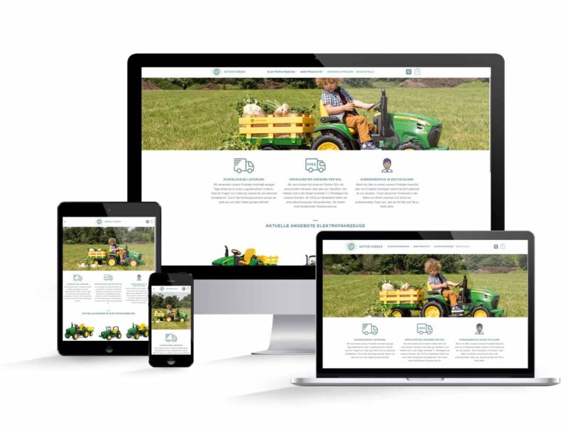 Web-Mockup Active-Kids24 Online-Shop