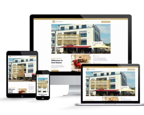 Hotel Nebauer Website Mockup mit unterschiedlichen Geräten und Bildschirmgrößen