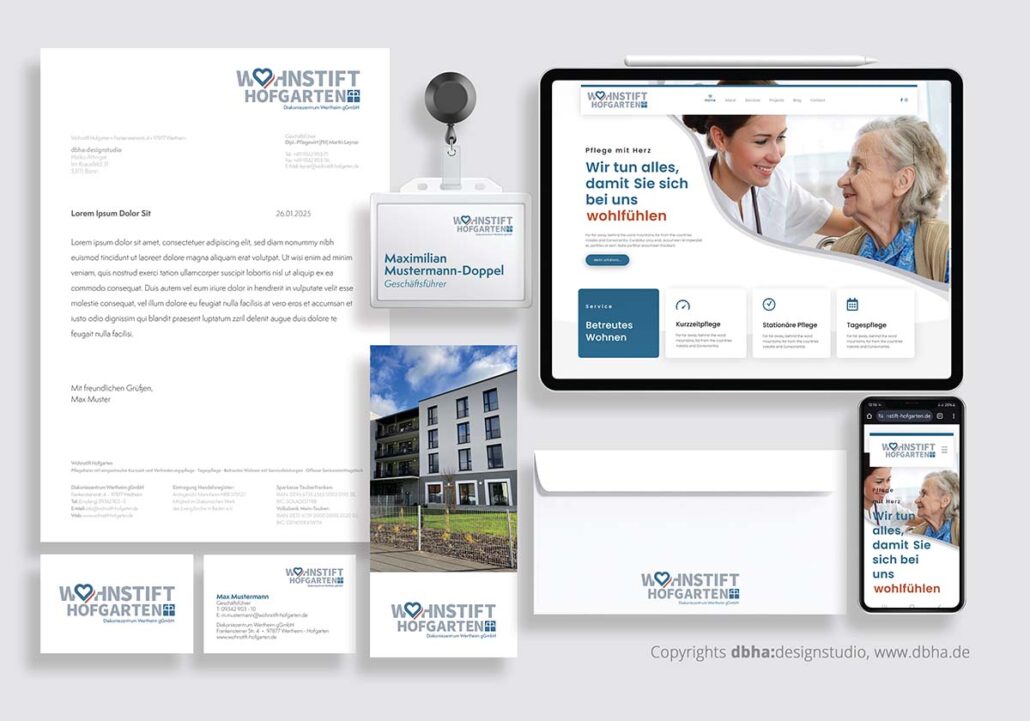 Corporate Design Mockup Wohnstift Hofgarten