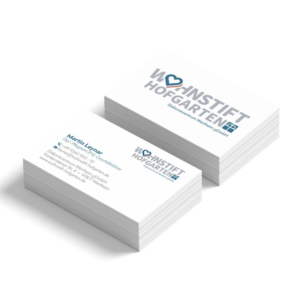 Mockup-Grafik Visitenkarten Wohnstift Hofgarten