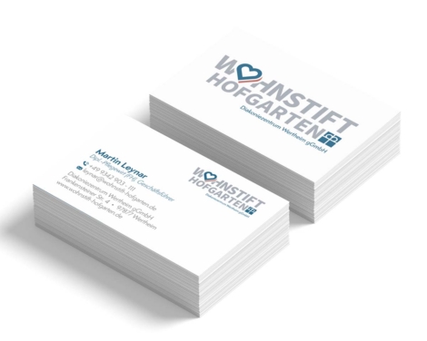 Mockup-Grafik Visitenkarten Wohnstift Hofgarten