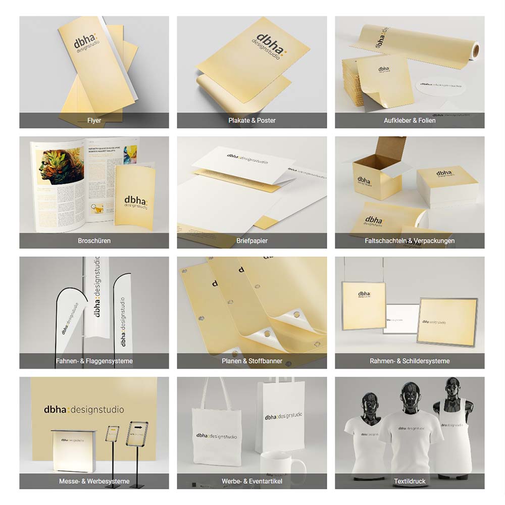 Produkte im Online Shop für Drucksachen und Werbetechnik