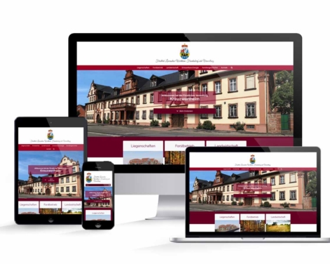 Website-Mockup mit neuer Startseite für Fürstliche Verwaltung Kreuzwertheim